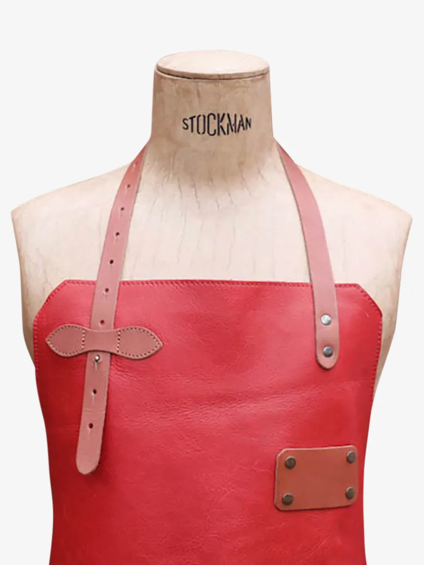 LeTablier En Cuir - Rouge Carmin