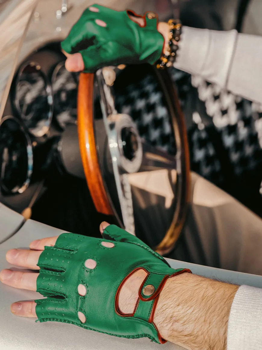 Mitaines Pilote Homme - Vert / Naturel